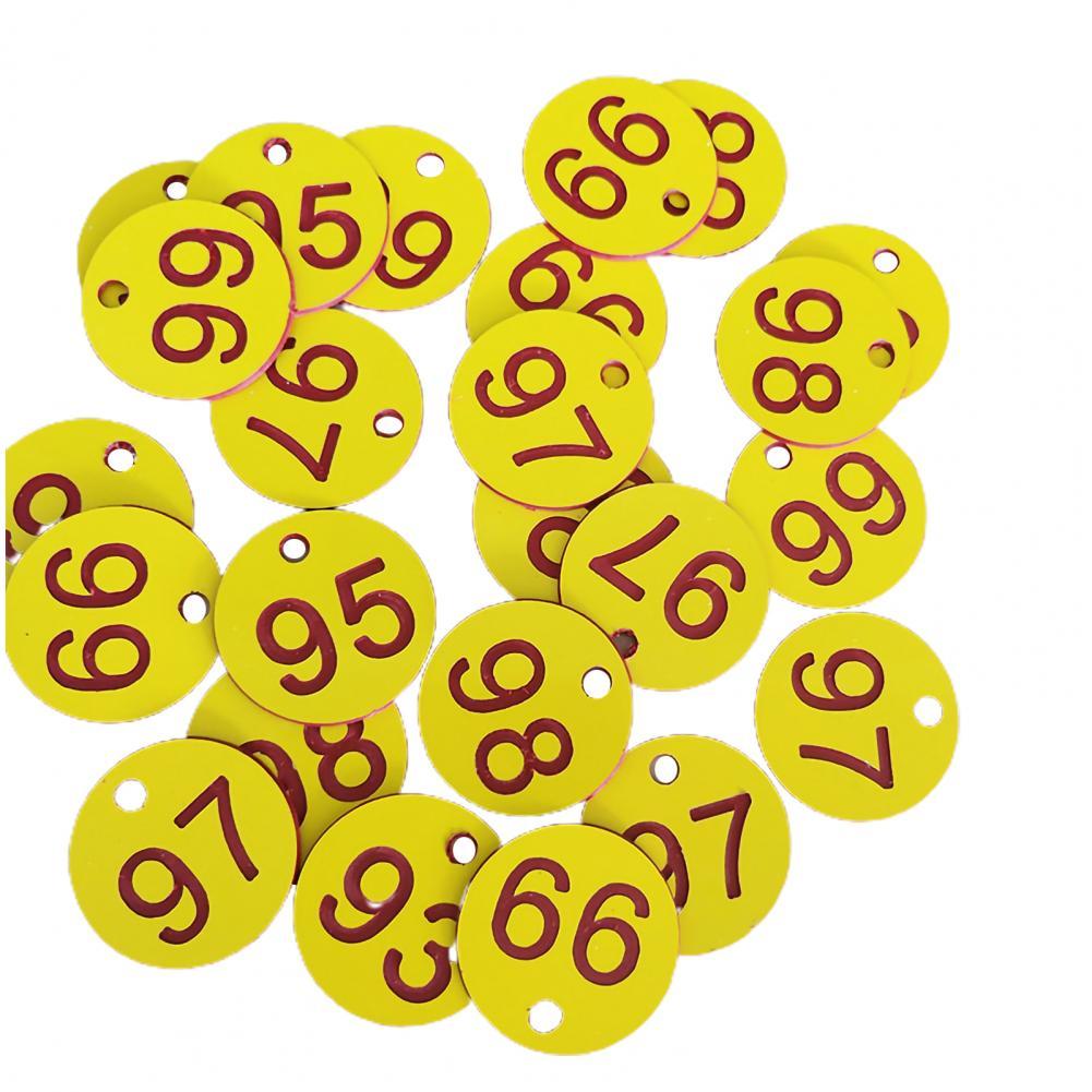 Etiqueta de colmena impermeable, etiqueta de identificación, 1-100 etiquetas numeradas, suministros de apicultura, identificación de Pubs, de señal de mesa, 100 piezas: YELLOW
