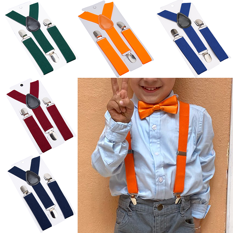 Soild Kleur Kinderen Riem Baby Jongens Meisjes Kleurrijke Bretels Clip-on Y-Back Bretels Strikje Elastische Kids verstelbare