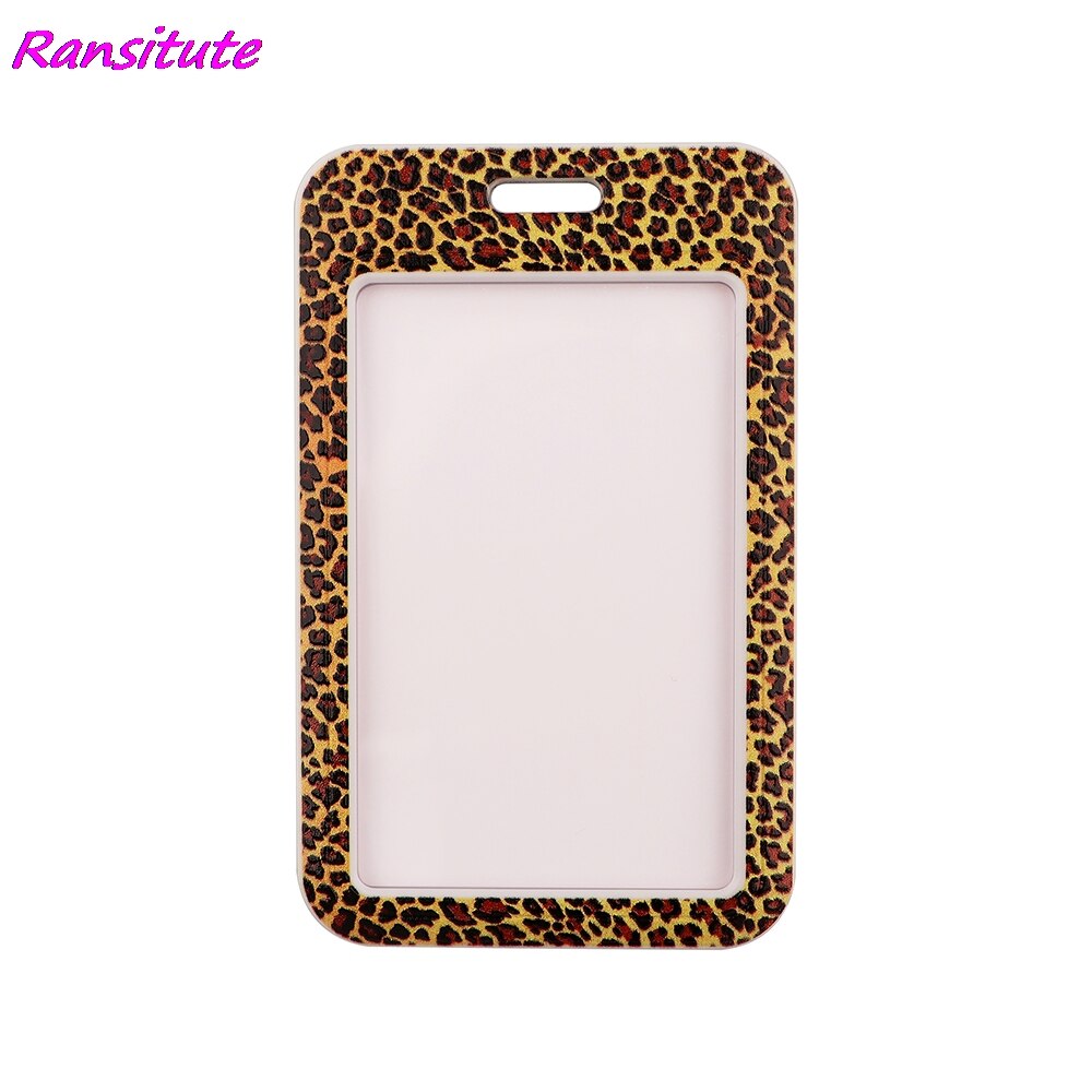Ransitute R1844 Classic Vintage Leopard Print Lanyard Credit Card ID Holder Badge Women Travel Bank Business Card Cover Badge