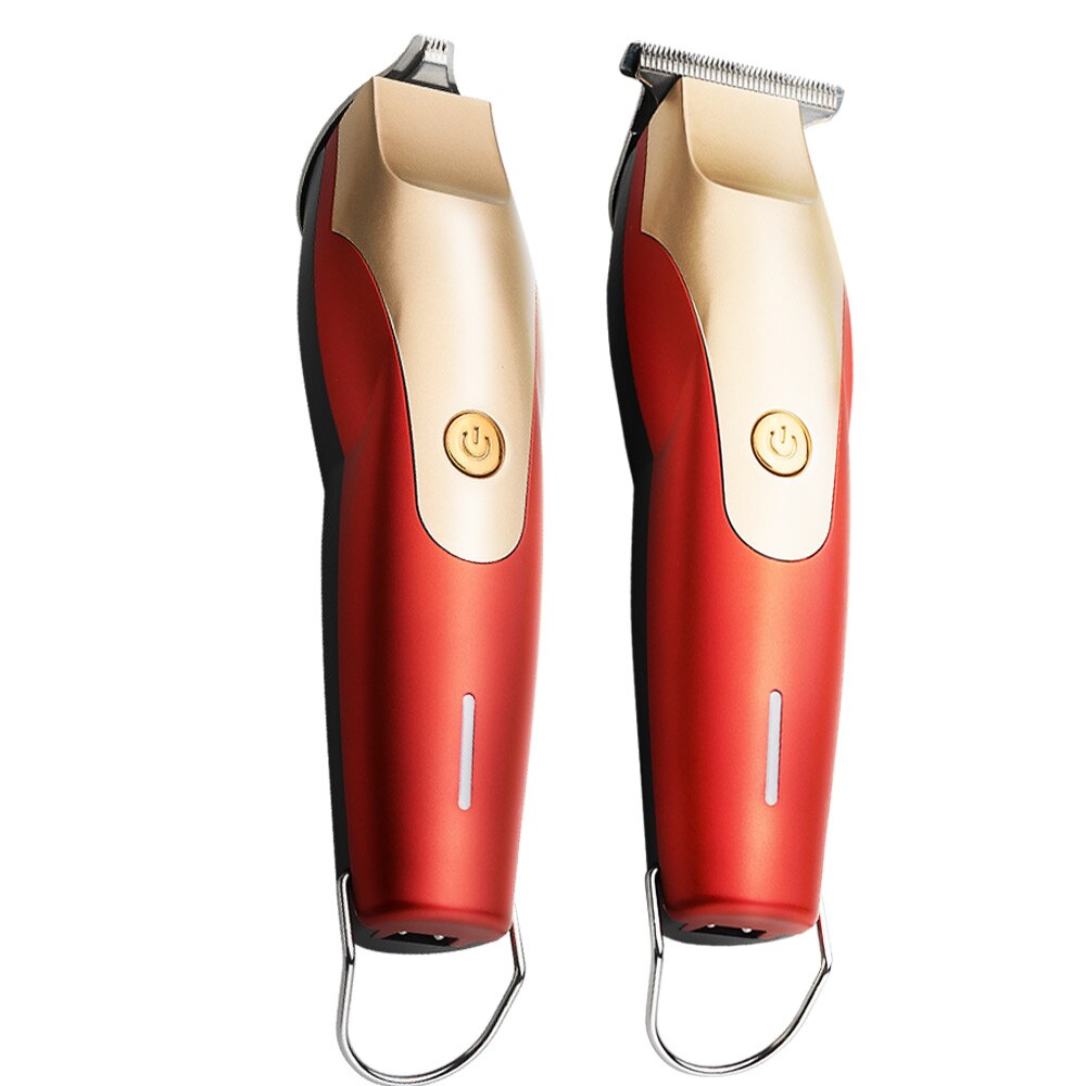Electric Hair Clipper Cordless Red Barber Trimmer for Men Haircut Shaver Rechargeable Hair Cutting Machine