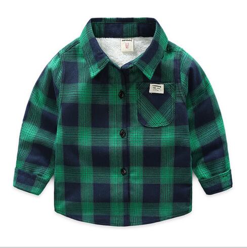 Retail Children spring and autumn long sleeve shirt pure cotton plaid kid's tops