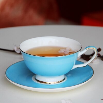 220ML, bunte knochen China kaffee tasse und untertasse einstellen, nespresso tasse einstellen, tazas Cafe termos kaffee becher, Cappuccino tasse einstellen: Blau
