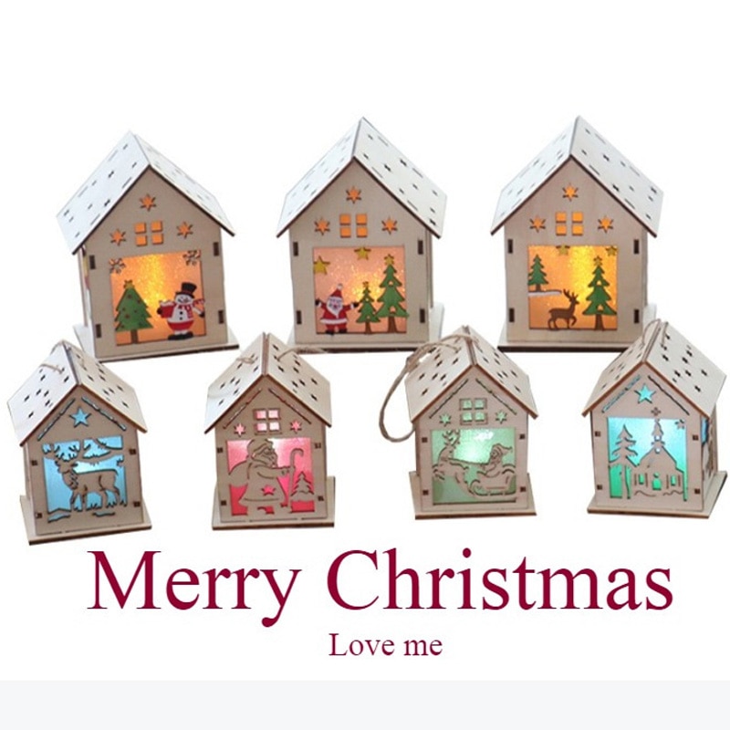 Diy Craft Kerst Huis Speelgoed Voor Kinderen Gemonteerd Houten Huis Met Led Licht Handgemaakte Educatief Speelgoed