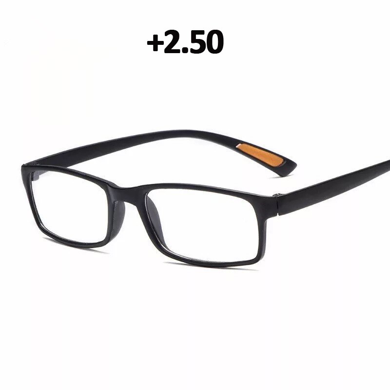 Seedfly  tr90 ultralichte leesbril voor dames, flexibele presbyopiebril, dioptrie 1.0, 1.5 2.5 4.0, heren, zwart, hyperopiebril: Zwart 250