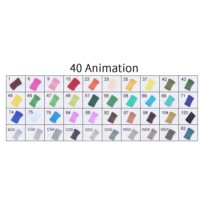 TOUCHNEW T8 30/40/60/80/168 Colors Markers Manga Drawing Markers Pen Alcohol Based Sketch Felt-Tip Twin Brush Pen Art Supplies: 40 ANIMATION