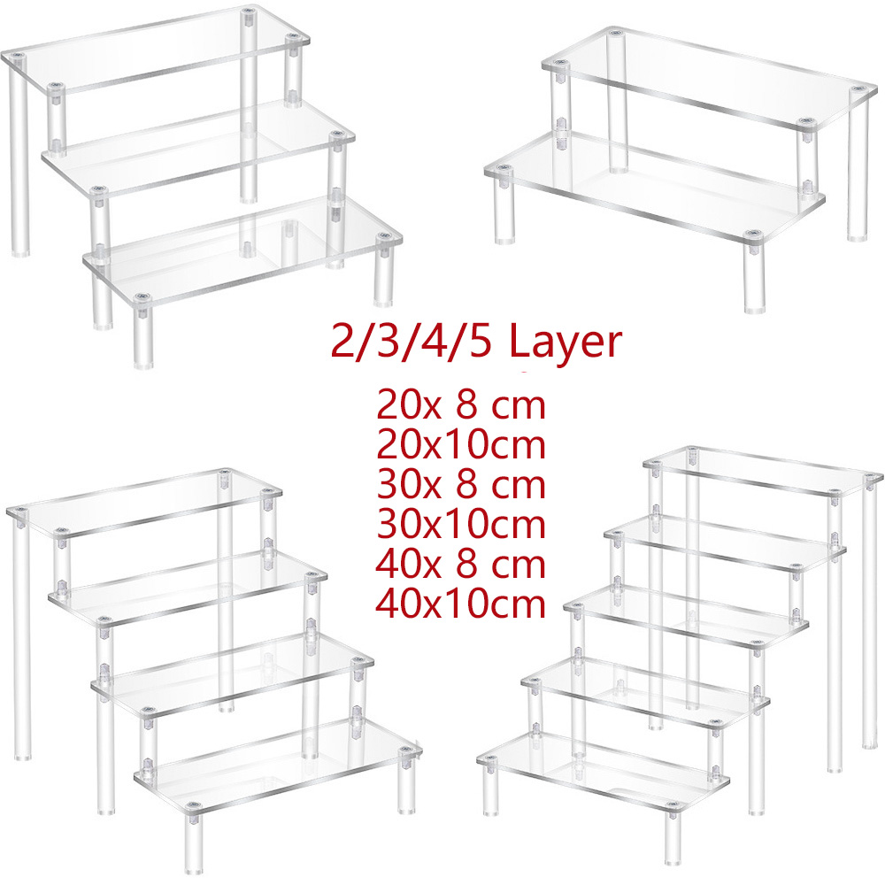 Acrylic Ladder Rack 1-5 Layer Ladder-Shaped Rack Blind Box Dessert Cake Storage Display Rack Perfume Jewelry Riser Display Rack