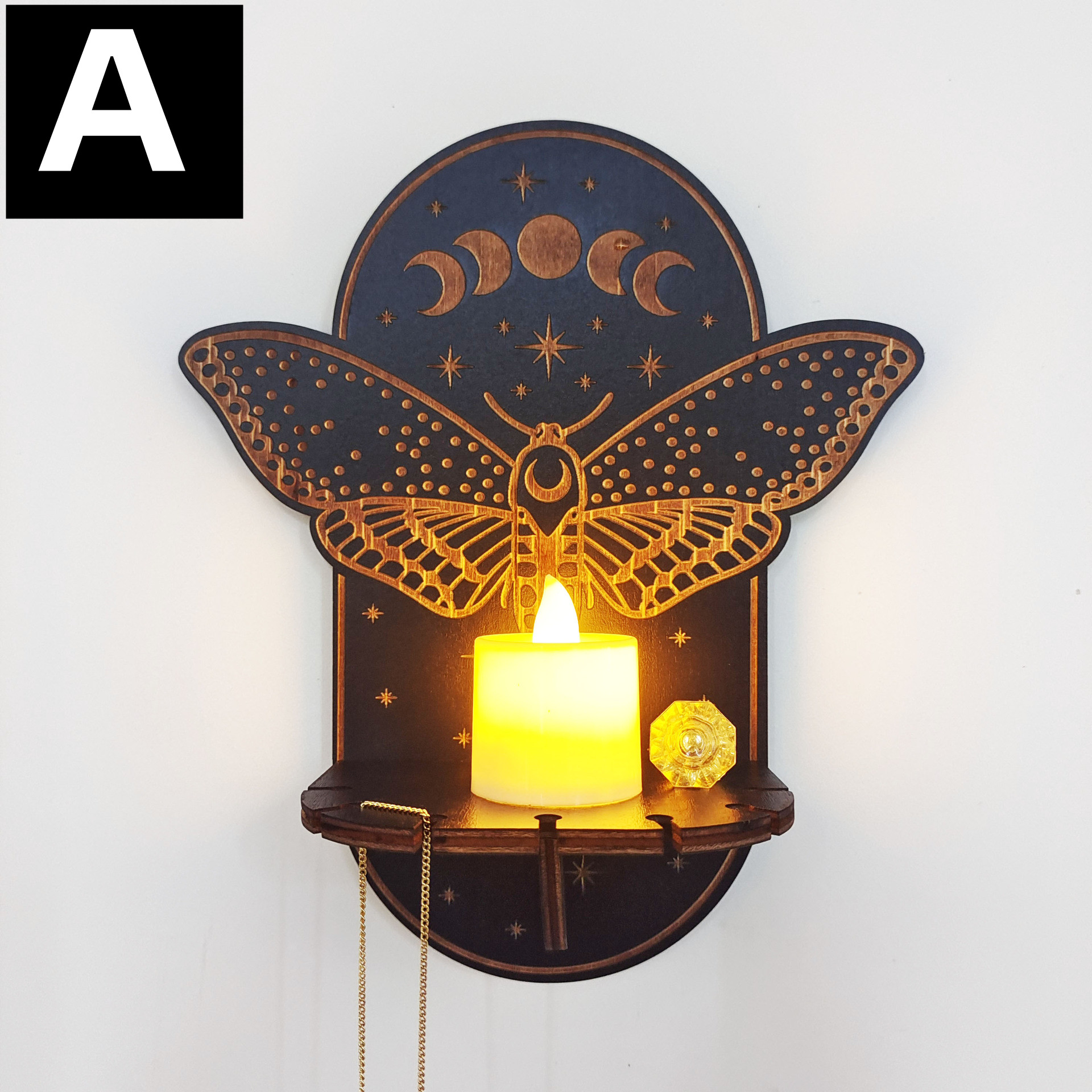 Candelabro colgante de pared , tallado en madera, búho, animales, zorros, gato, libro, estante de almacenamiento de cristal, de decoración para el hogar, Navidad y Año: Blanco