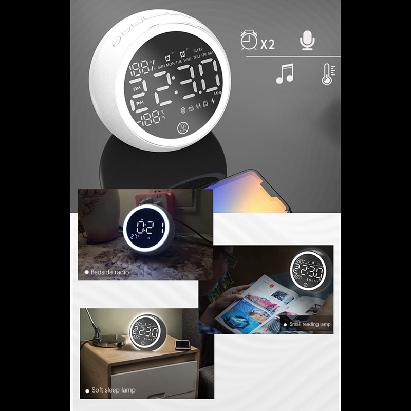 X10 Bluetooth Speaker Alarm Clock Night Light Multifunctional Audio With Radio