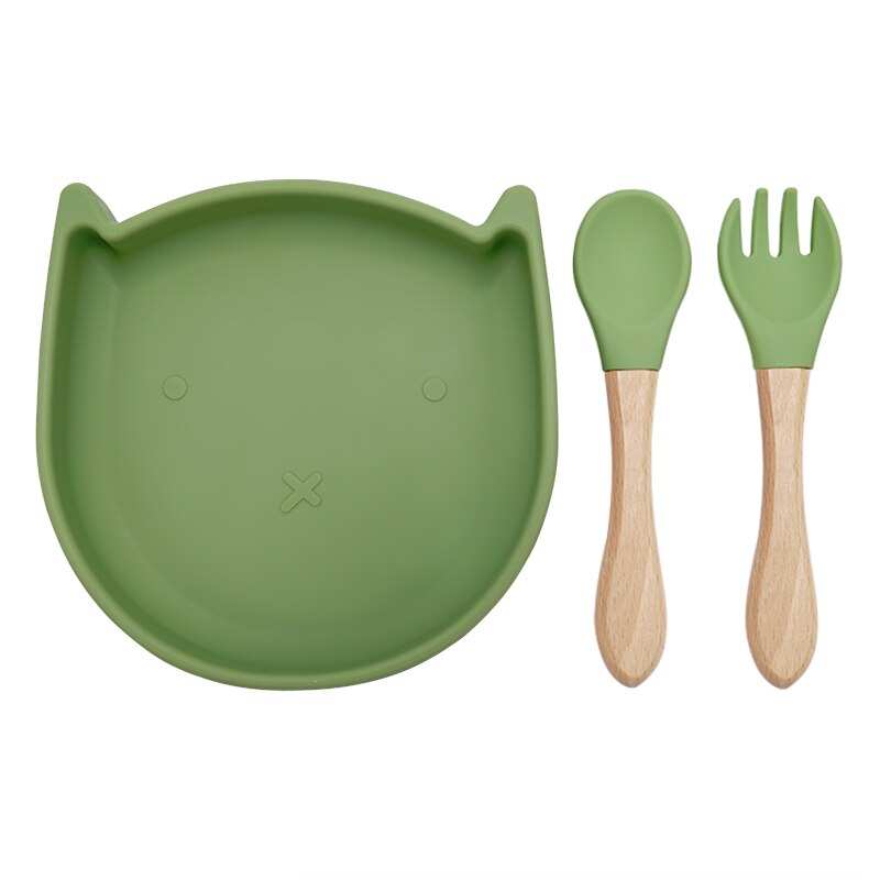 Am azon 100% de alimentaire chat forme bol sécurité aspiration Silione cuillère bébé alimentation ensemble enfant en bas âge de noël: 004