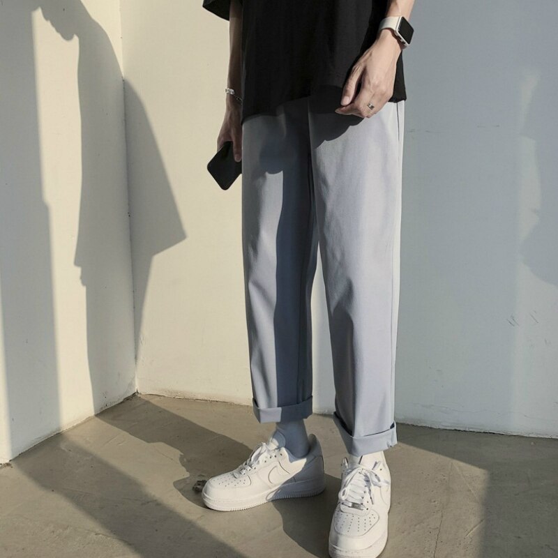 Herrebukser Løse - Ankel Længde - Elastisk Talje - Polyester & Bomuld - Sommer