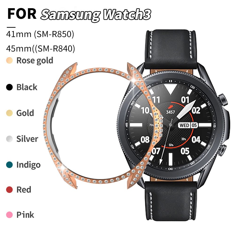 Coque de protection complète en diamant pour Samsung Galaxy Watch 3, 45mm, 41mm, cadre antichoc, tendance, pour femmes