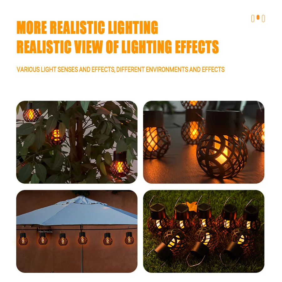 1-6 stuks LED buiten vlameffect hangende lantaarn uit waterdichte tuindecoratie lamp zonne-fee licht voor patio tuin tuin