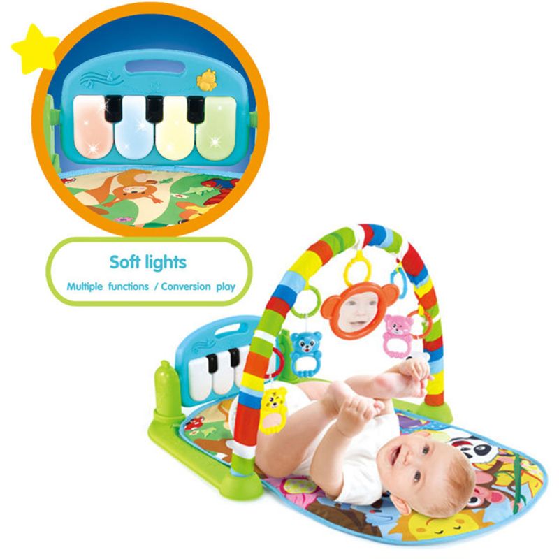 3 In 1 Baby Fitness Frame Pompoen Muur Speelkleed Baby Gym Speelgoed Zachte Verlichting Rammelaars Piano Musical Educatief Speelgoed