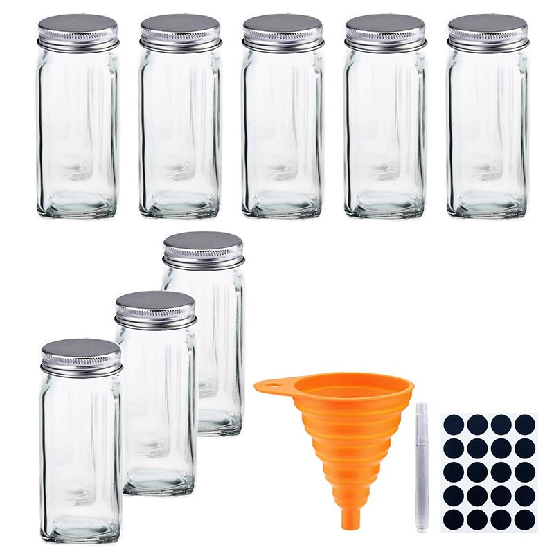 Kruidenpotjes Set Glas Spice Potten Glazen Zout En Peper Shakers Distributie Kruiden Organizer 8/10/12/14/Pcs: 8 PCS