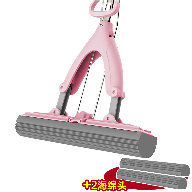 1Pcs Spons Mop Dubbele Vouw Knijpen Mop Spons Mop Water-Absorberende Huishouden Vloer Mop Gratis Handwas lijm Katoen Mop R-F