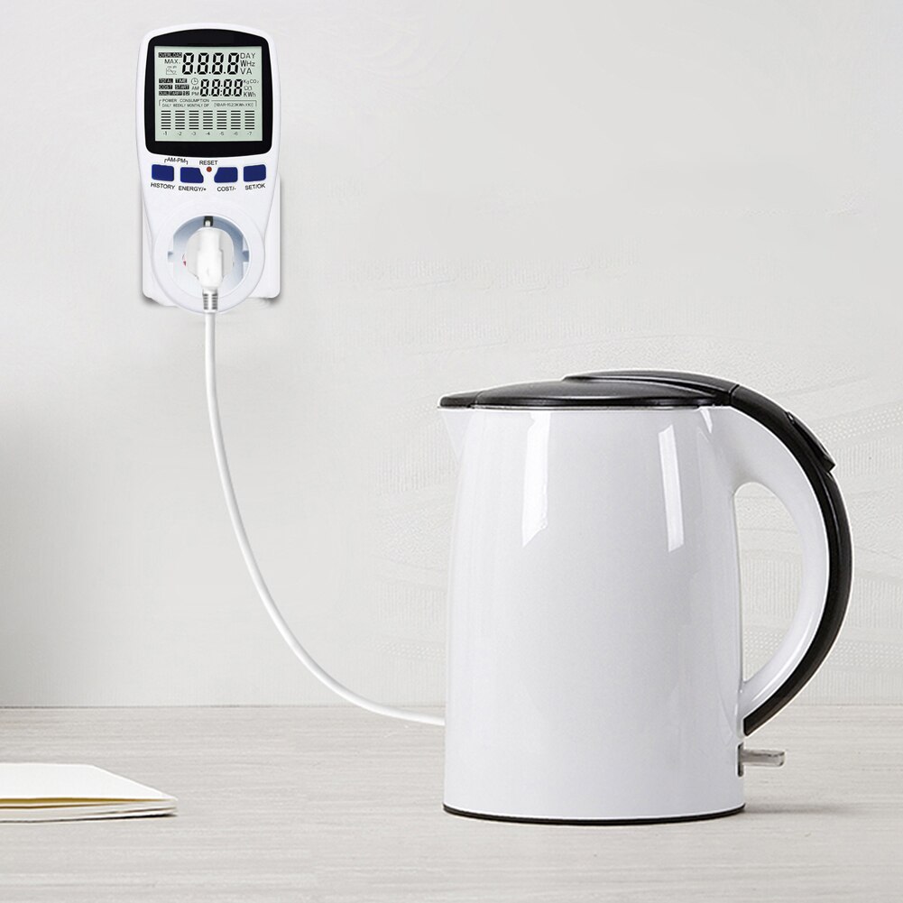 Digital lcd energi wattmeter elektrisk måler stikkontakt analysator