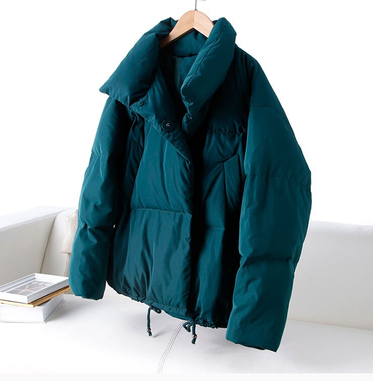Yvyvlolo høst vinter jakke dame frakk kvinne stativ vinterjakke dame parka varm casual plus size overtrekk: Grønn / L