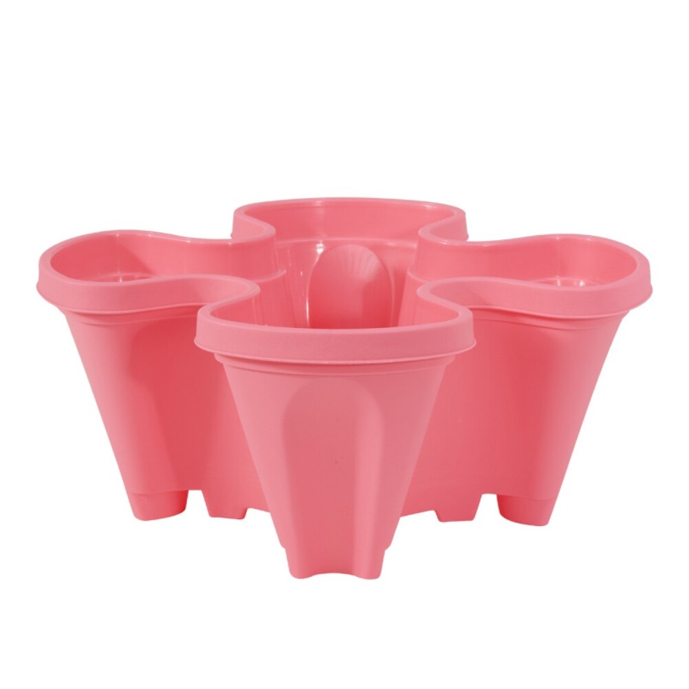 Pot de fleurs en plastique stéréoscopique Vertical empilable, support de semis de fraises de jardin pour la croissance de fleurs de fraises: Pink