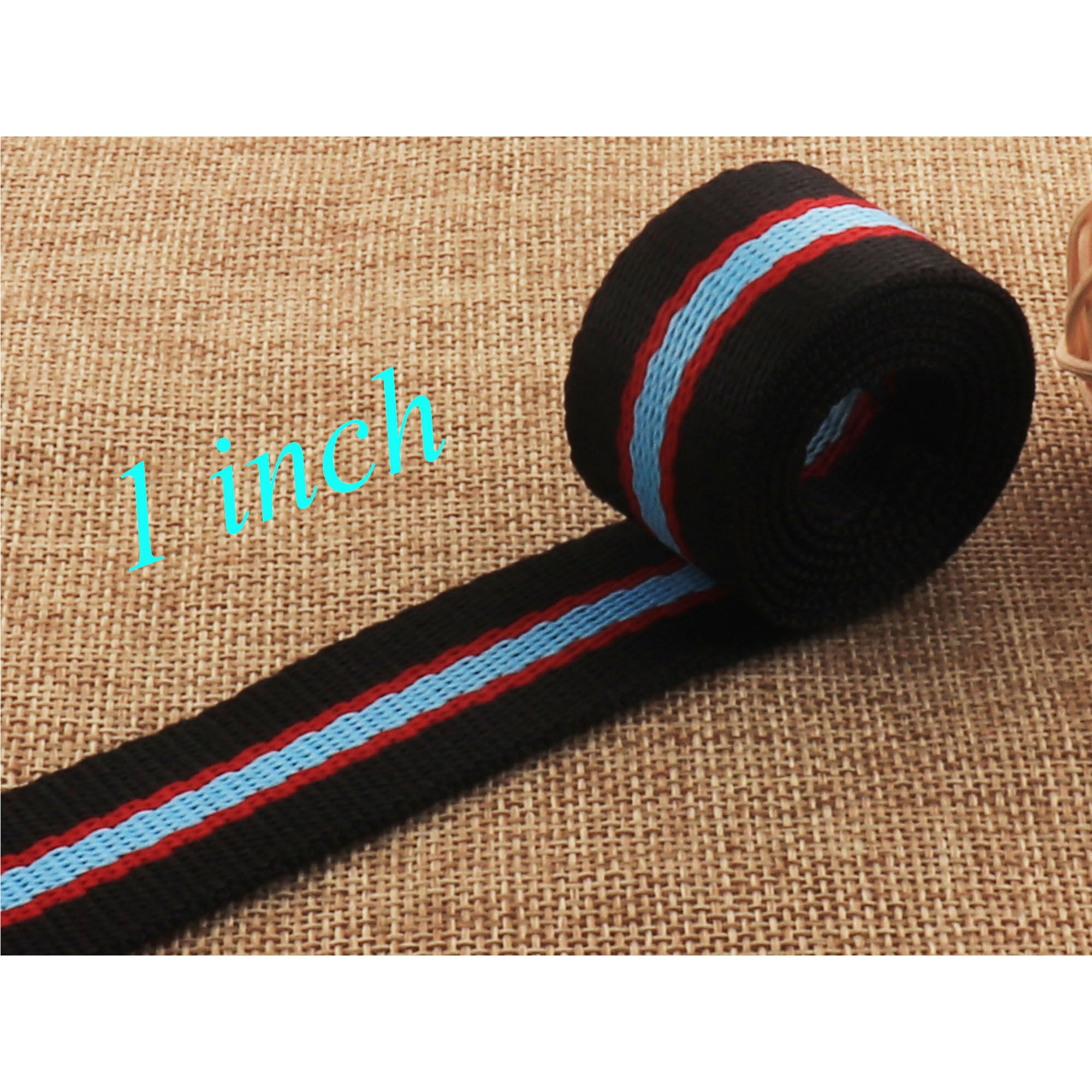 1 "czarny czerwony niebieski pasek miękki pas parciany brelok poliester brelok smycz uchwyt 25mm pasek torby taśmój