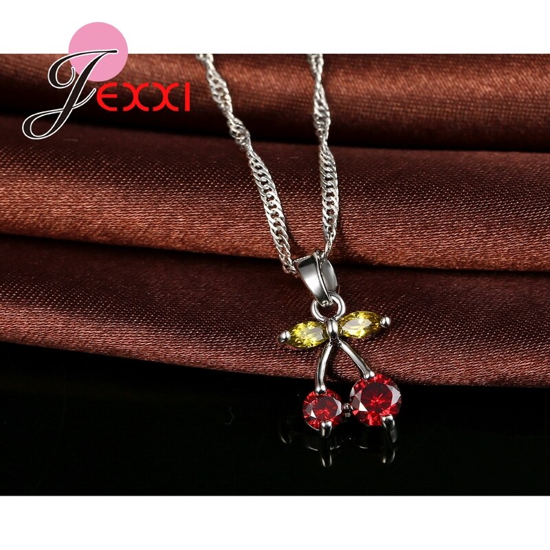 Conjuntos de joyas de cereza de cristal africano, conjunto de collar y pendientes de plata de ley 925, accesorios de joyería de aniversario para