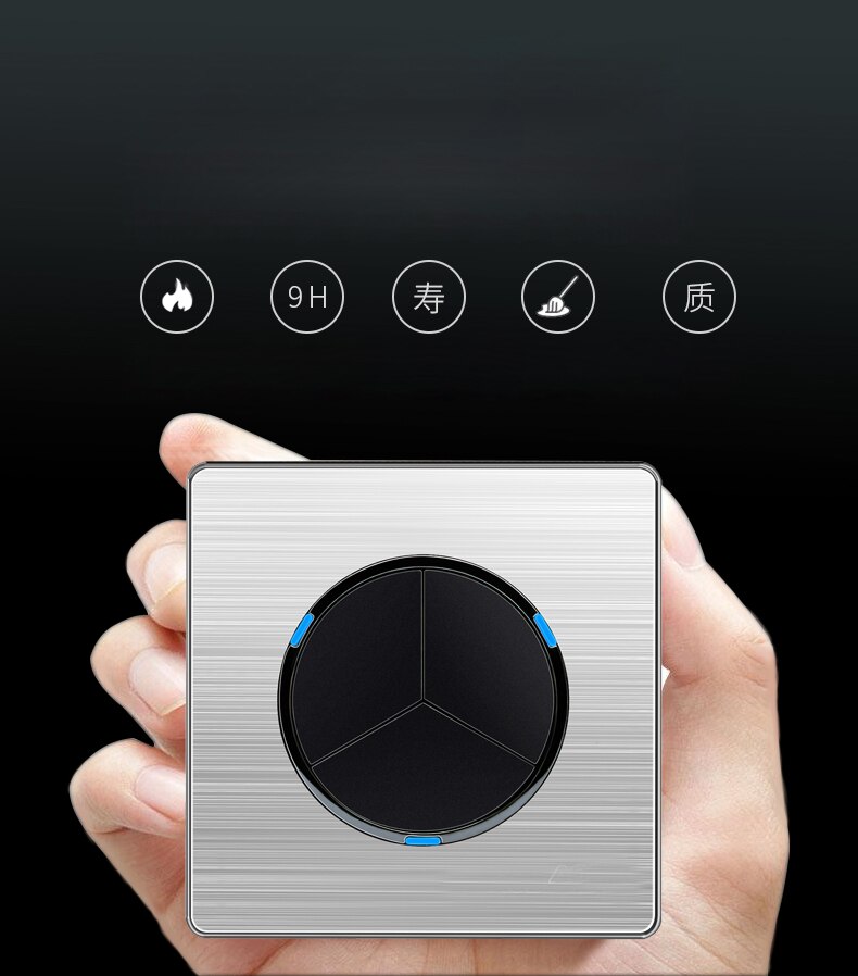 1 Gang 1 2 Way Brushed stainless steel Light EU Socket Any Click Point Control Wall Socket Switches Panel With Led