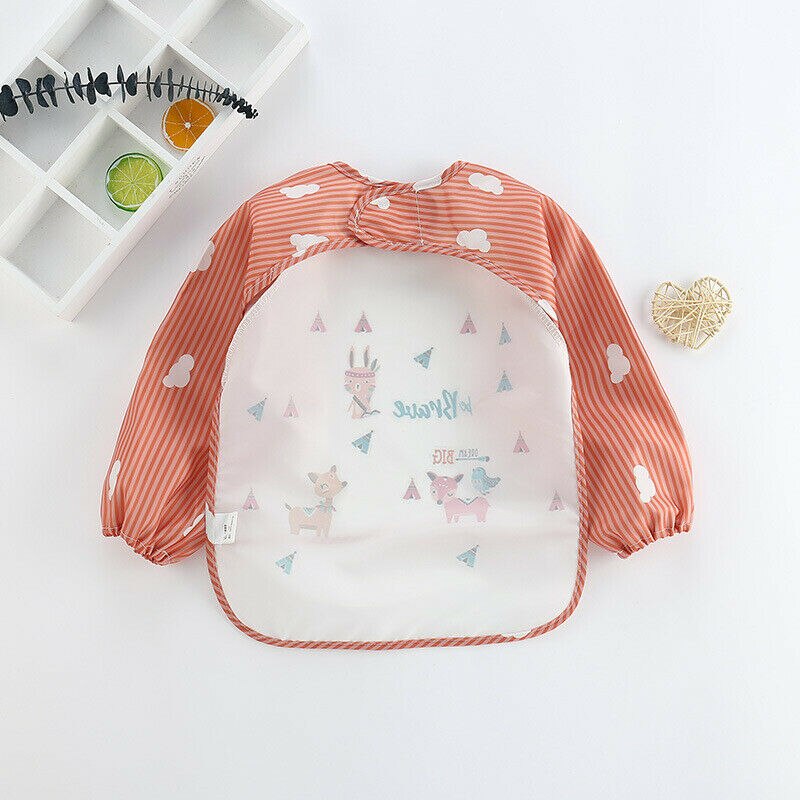Neue freundlicher Kleinkind Langarm Wasserdichte Baby Neugeborenen Kunst Kittel Fütterung Lätzchen Schürze Tasche freundlicher Zubehör Lätzchen rülpsen Tücher