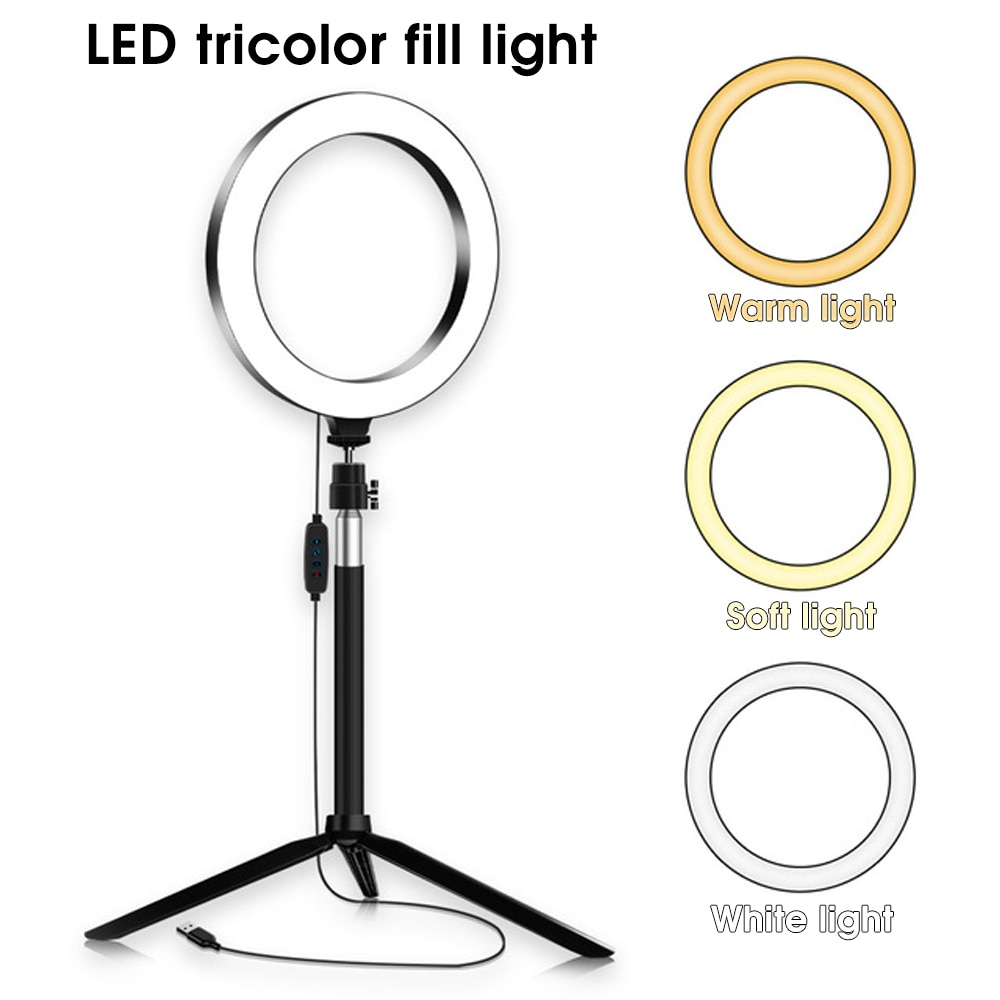 20cm LED ring light with tripod stand USB ringlight Selfie stick ring lights makeup light ring with set lighting fill righ