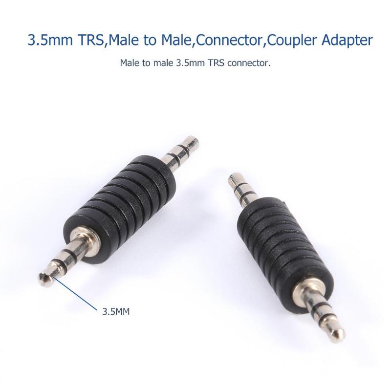 2 Stuks 3.5Mm Stereo Male Naar Male Jack Audio Plug Connector Koppeling Adapter Joiner Converter