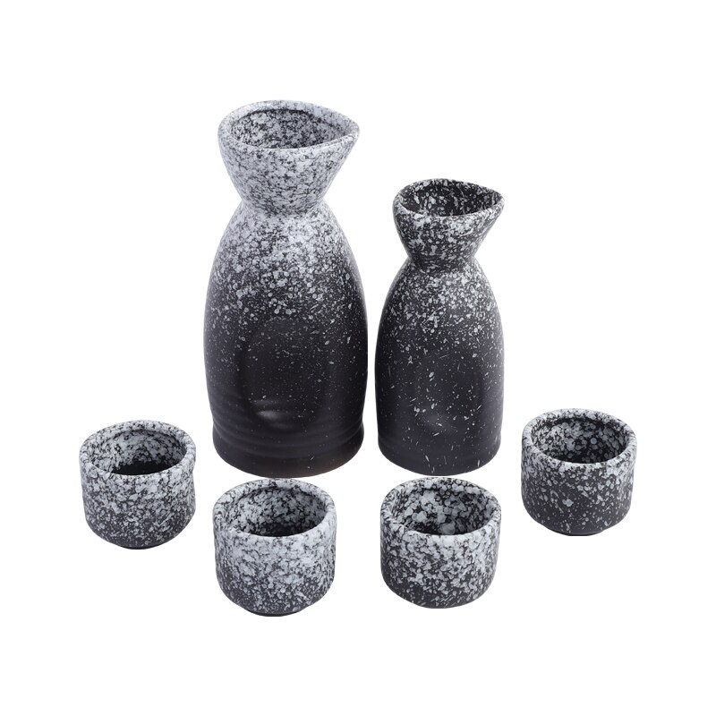 FANCITY Japanese-style ceramic black sake bottle, wine bottle, sake cup, sake bottle, sushi restaurant, sake bottle tableware