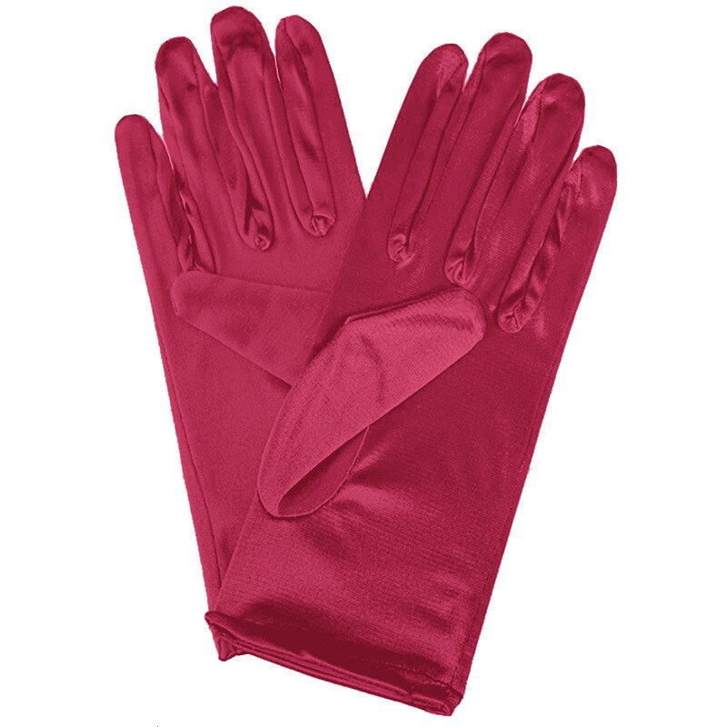 1 PC Mädchen Dame Satin- Kurze Finger Handgelenk Handschuhe Glatt Abend Party Formale Prom Kostüm strecken Handschuhe verrotten Weiß Etikette handschuh: Wein verrotten