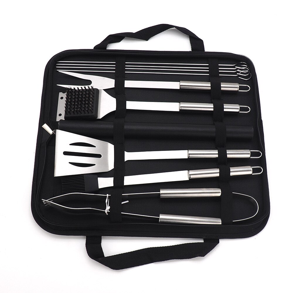 11 pieces of outdoor barbecue combo set stainless steel barbecue tool bbq barbecue mat combo set
