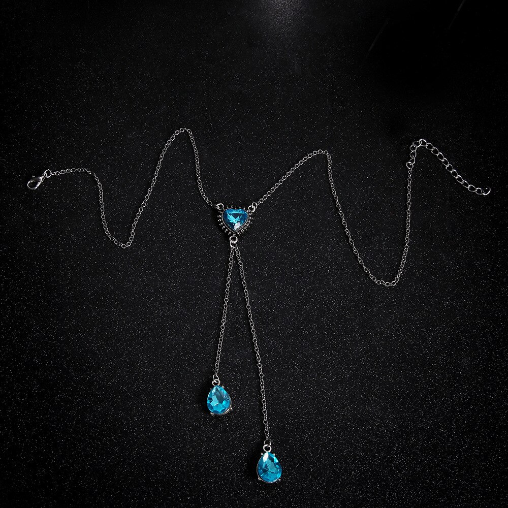 Ornamenten persoonlijkheid hemelblauw hartvormig sieraden hanger geslepen mevrouw bohemien ketting sieraden accessoires