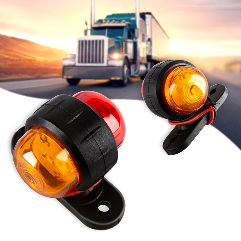 2Pcs/Lot Red Amber Corner Side Marker LED Light Outline Lamp Truck Trailer Van Bus 12V