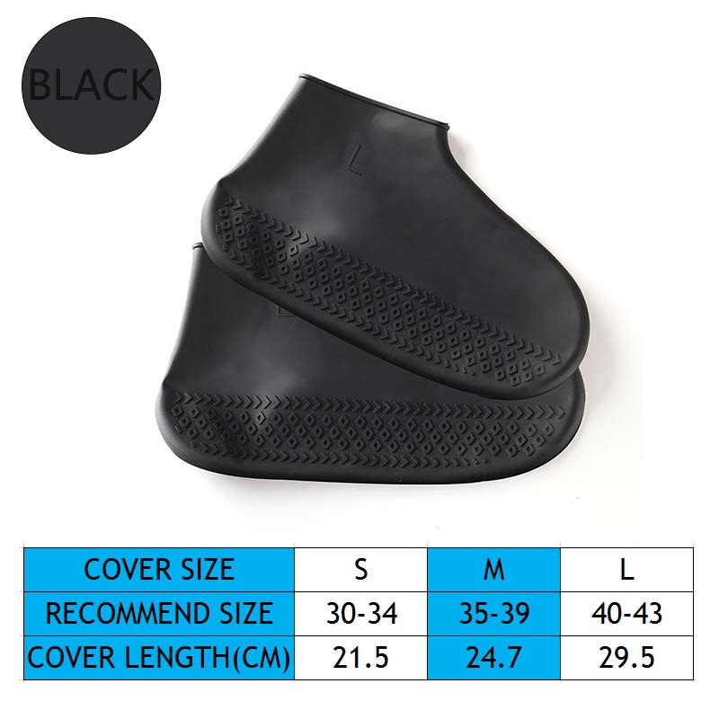 Couvre-chaussures imperméable en Silicone, bottes de pluie pour les jours de pluie, pour l'intérieur et l'extérieur, protection unisexe, accessoires de chaussures, directe: Black / M