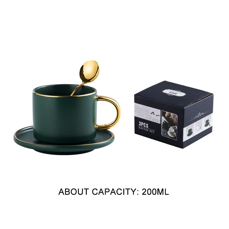 Coffee cup saucer with spoon luxury Phnom Penh ceramic cup and saucer breakfast, afternoon tea cup and saucer tray box set: D