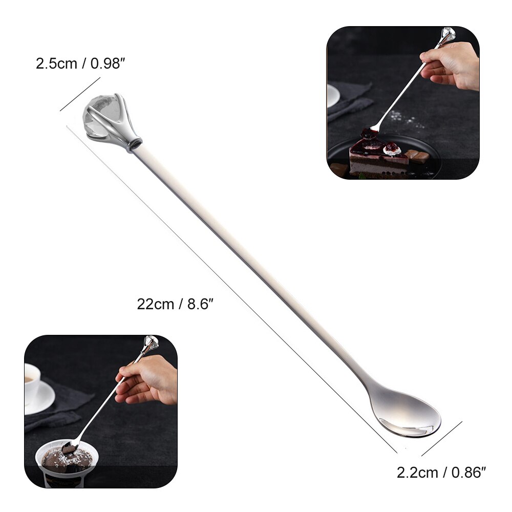 1pc Stainless Steel Mixing Cocktail Spoon With Rhinestone Long Handled Drink Coffee Swizzle Mixing Stirring Barware Drink Tool