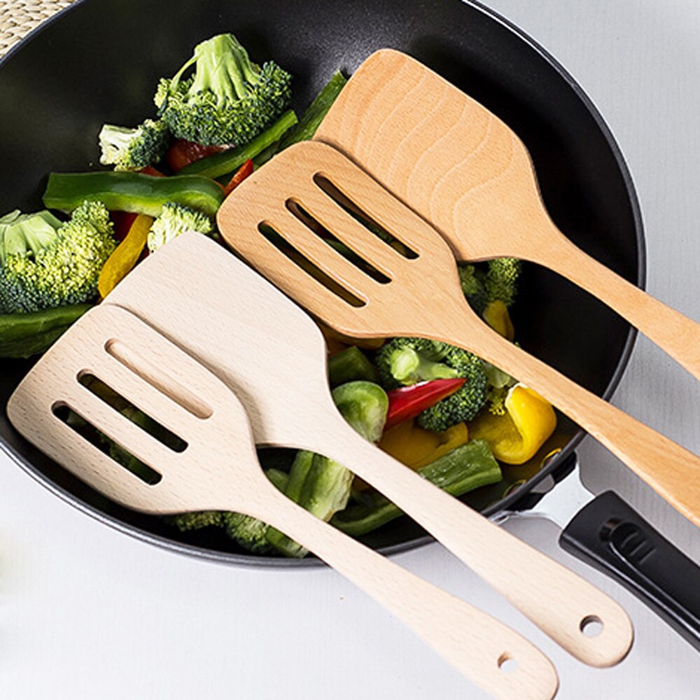 Espátula de madera para cocina, accesorios de cocina antiadherentes, herramientas de cocina, espátula para comida, utensilios de cocina, 1 ud.