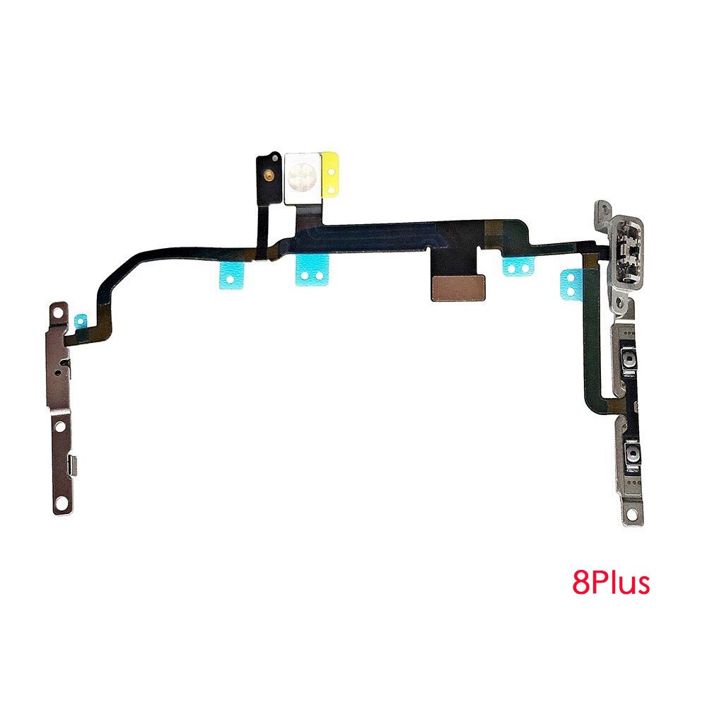 Interruptor botón de volumen de encendido y Cable flexible de luz de Flash con soportes reemplazo de montaje preinstalado para iPhone 7 7p 8 8 Plus