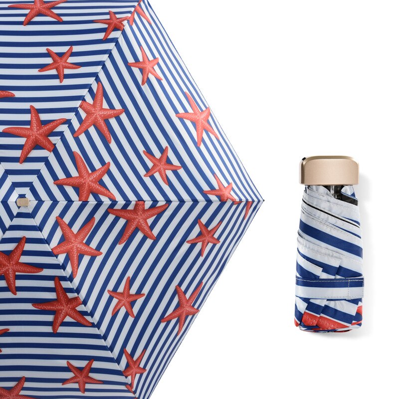 5 sombrillas plegables portátiles de protección solar Mini Parasol femenino de revestimiento negro pequeño Paraguas de bolsillo de negocios femenino Paraguas