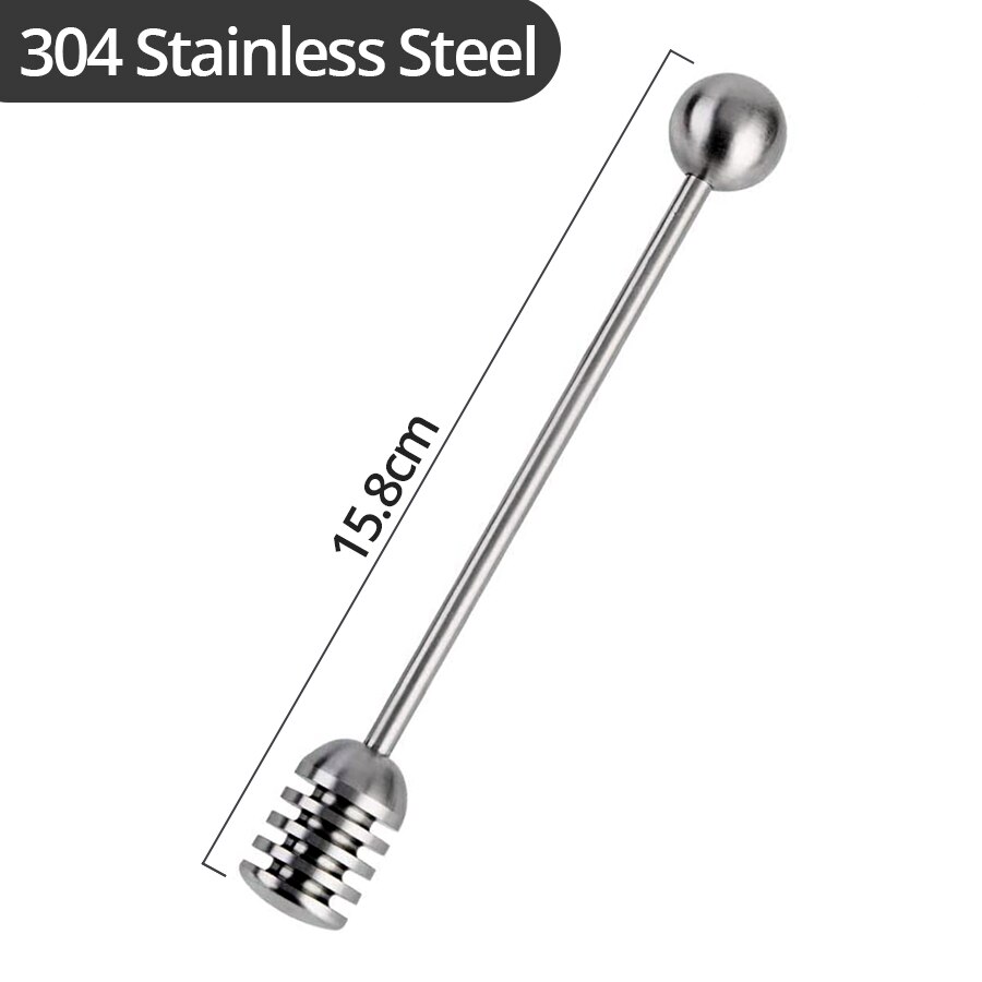 Honning og sirup dipper stick server honning ske 304 rustfri stål stav til honning potte krukkebeholdere: Stål 15.8cm