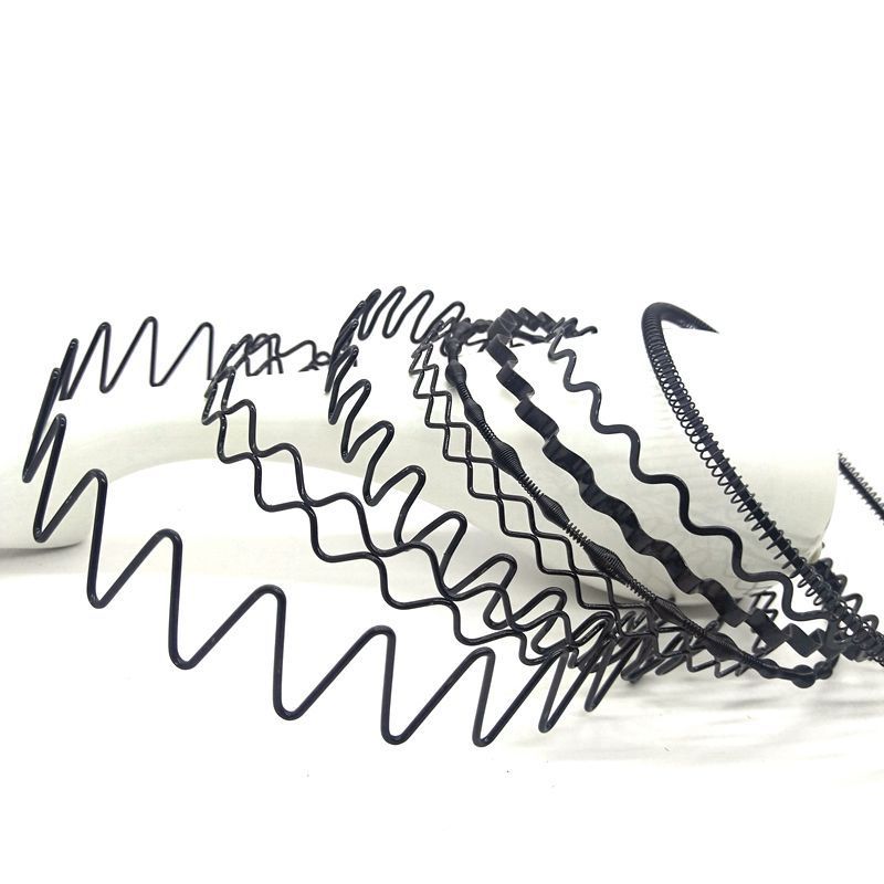 Diadema deportiva para hombre y mujer, bandana negra ondulada, pinza para el pelo, accesorios para el cabello