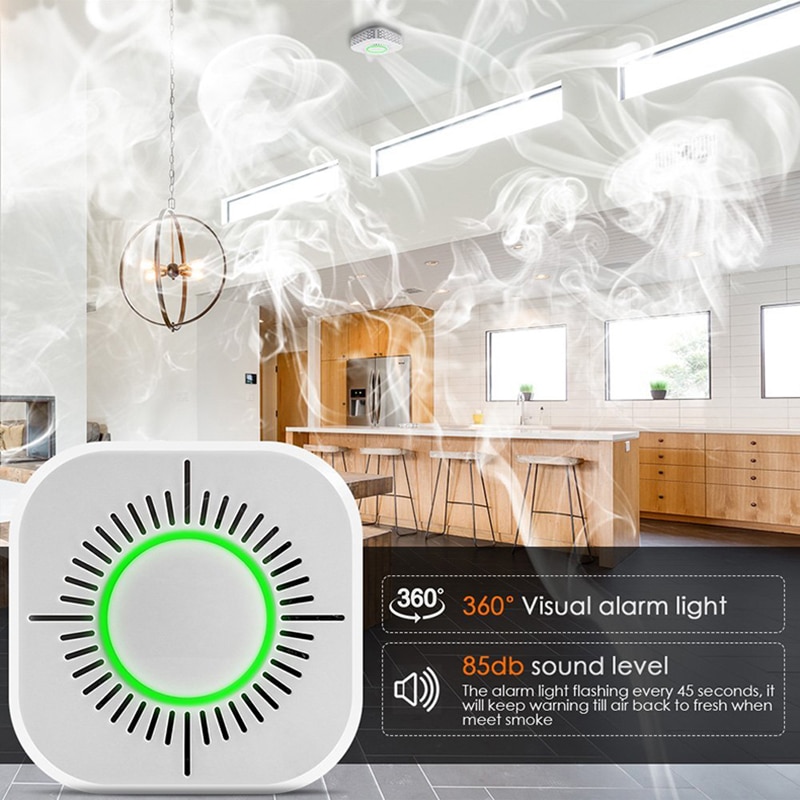 433 mhz trådløs røgdetektor uafhængig brandalarmsensor 360 grader indendørs boligsikkerhed havesikkerhed røgalarm