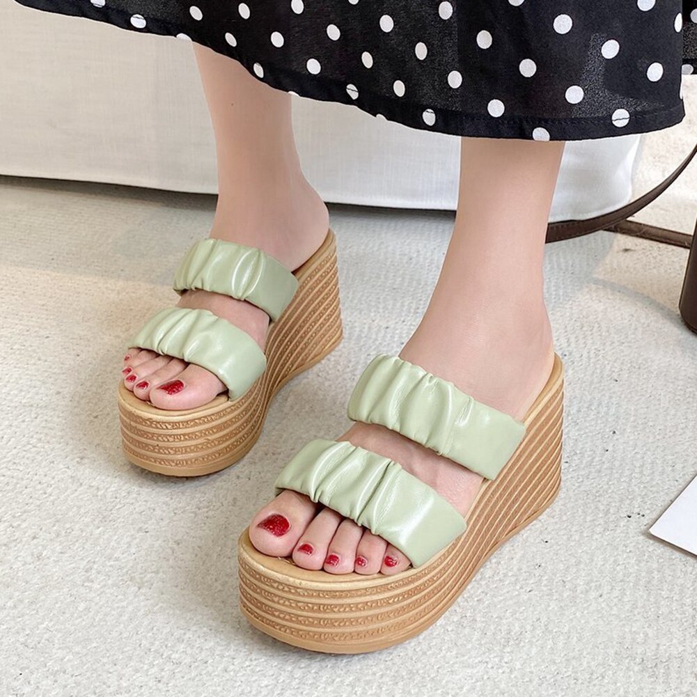 Karinluna kil högklackat sommar tofflor kvinna skor slip on platform ins skor dam tofflor