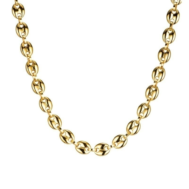 Collar Punk Rock dorado para hombre, cadena de eslabones, cuentas de café de Metal de , joyería: Color dorado