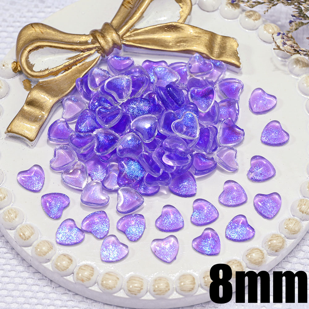 Abalorios transparentes de resina 3D para decoración de uñas, abalorios de corazón de amor, 4mm/6mm/8mm, 100 piezas: Plata