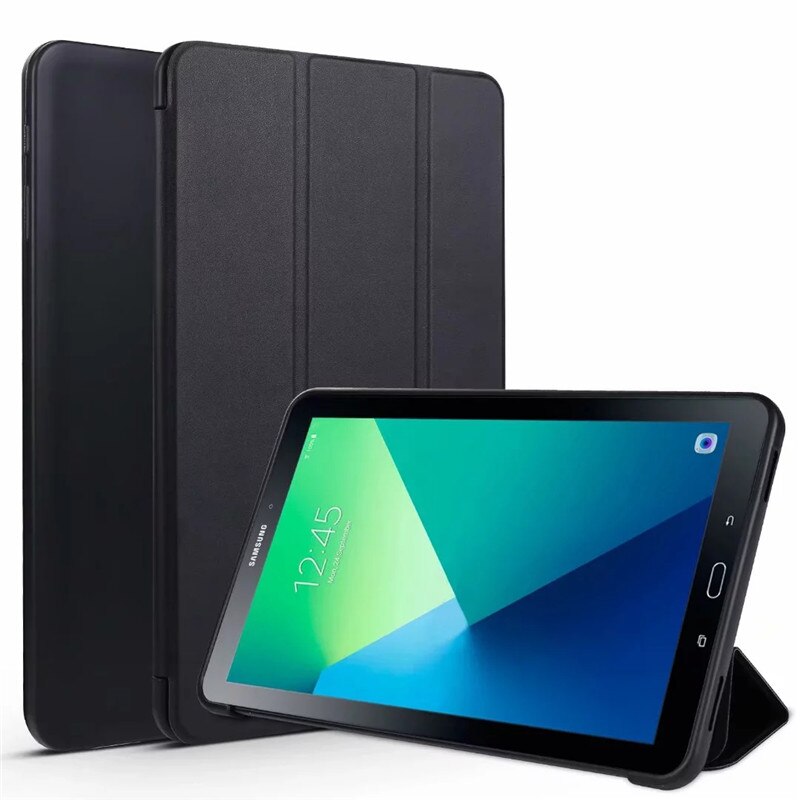 Funda de tableta para Samsung Galaxy Tab A A6 10,1, , T585, T580, SM-T580, T580N, cubierta inteligente plegable ultrafina, con lápiz óptico: Black