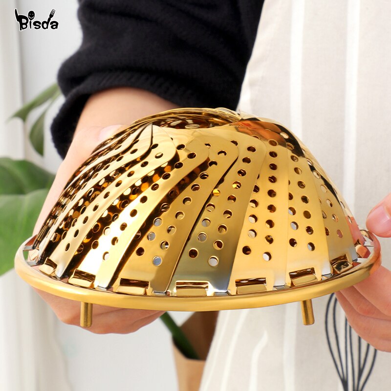 Folding steamer basket Stainless Steel Steamer Vegetable Kitchen Food Basket Mesh Steamer Rack Cookware Steamer For Cooking