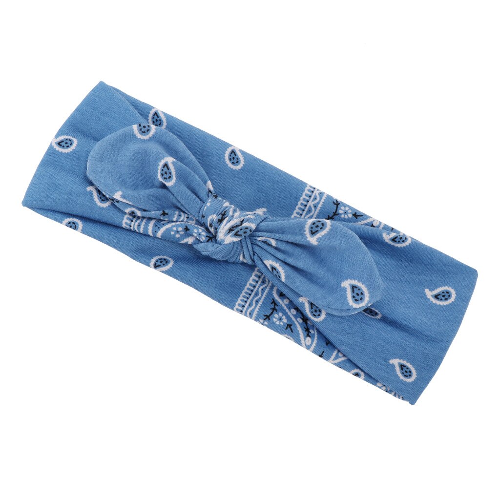 Vrouwen Meisjes Zomer Haarbanden Print Hoofdbanden Vintage Cross Tulband Bandage Bandana Haarbanden Haar Accessoires: blue