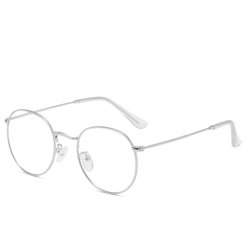 Gafas montura redonda clásicas con luz azul para hombre y mujer, lentes planas de espejo óptico para miopía, montura Simple de Metal, novedad de: 4