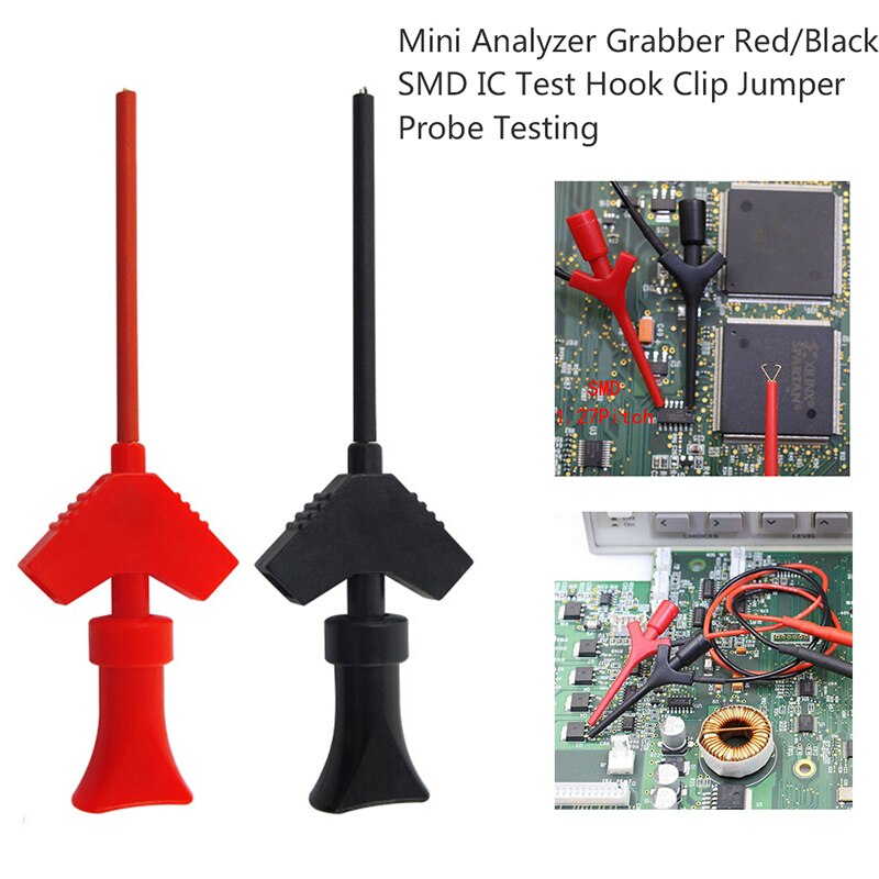 2 Stks/set Mini Analyzer Grabber Test Probe Smd Ic Test Hook Clip Jumper Probe Logic Analyzer Testen Accessoires Rood/zwart #9